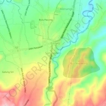 Carte topographique Sangiasseri, altitude, relief