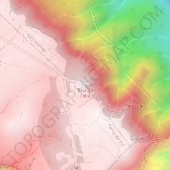 Carte topographique Bica da cana, altitude, relief