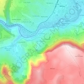Carte topographique Laumède, altitude, relief