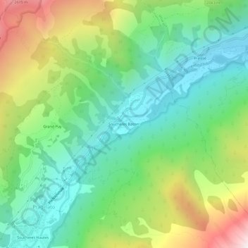 Carte topographique Soucheres Basses, altitude, relief