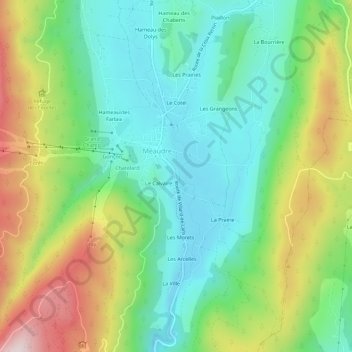 Carte topographique La Verne, altitude, relief