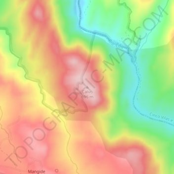 Carte topographique Calvo, altitude, relief