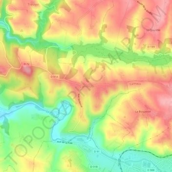 Carte topographique Canitrot, altitude, relief