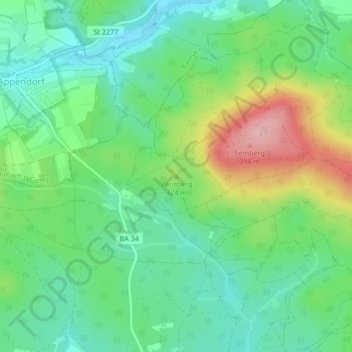 Carte topographique Zentberg, altitude, relief