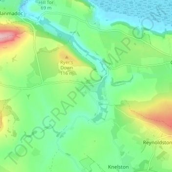 Carte topographique Burry Green, altitude, relief