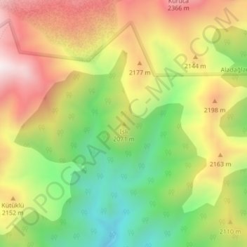 Carte topographique İsli, altitude, relief