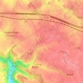 Carte topographique Le Breuil, altitude, relief