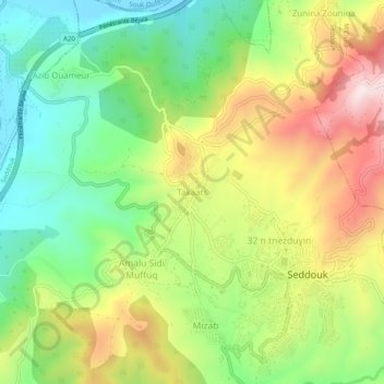 Carte topographique Takaats, altitude, relief
