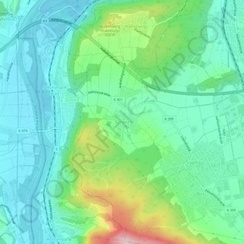Carte topographique Scherz, altitude, relief