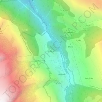 Carte topographique La Gurraz, altitude, relief