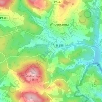 Carte topographique Rannahof, altitude, relief