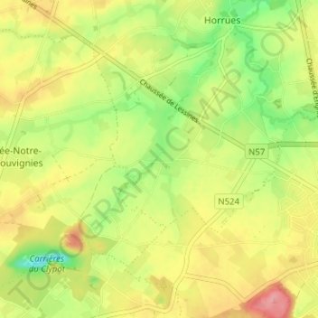Carte topographique Long Pont, altitude, relief