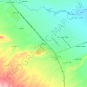 Carte topographique Zarayan, altitude, relief
