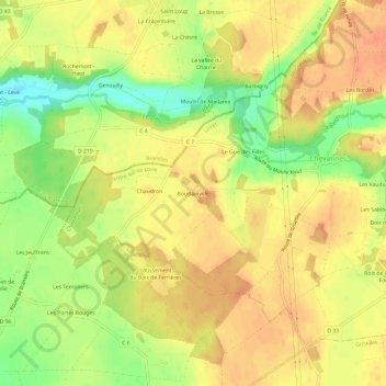 Carte topographique Boudainville, altitude, relief