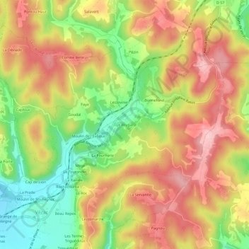 Carte topographique Le Brugal, altitude, relief