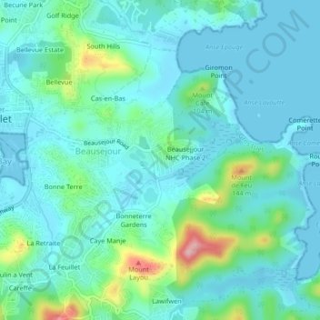 Carte topographique Acacia Heights, altitude, relief