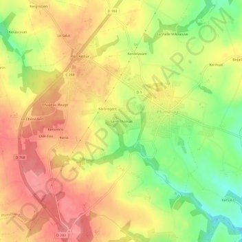 Carte topographique Saint-Thomas, altitude, relief