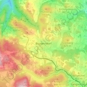 Carte topographique Bruderndorf, altitude, relief