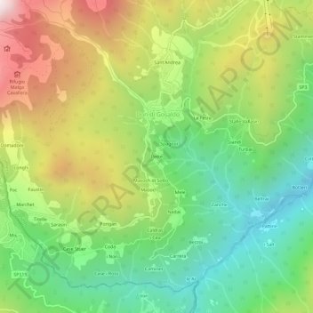 Carte topographique Pette, altitude, relief