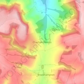 Carte topographique Charlton Abbots, altitude, relief