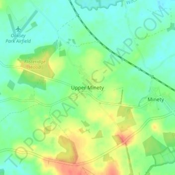 Carte topographique Upper Minety, altitude, relief
