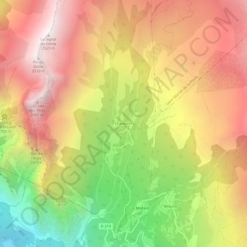 Carte topographique Charbutin, altitude, relief