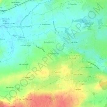 Carte topographique La Fauconnière, altitude, relief