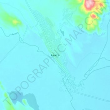 Carte topographique Asaita, altitude, relief