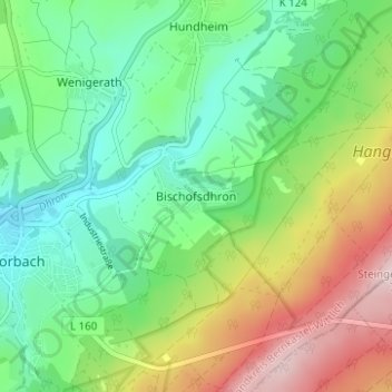 Carte topographique Bischofsdhron, altitude, relief