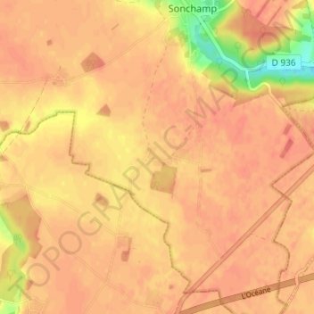 Carte topographique Chatonville, altitude, relief
