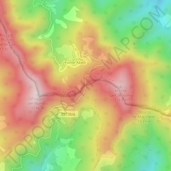 Carte topographique Bocca Trabaria, altitude, relief