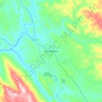 Carte topographique San Andreas, altitude, relief