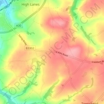 Carte topographique Praze, altitude, relief