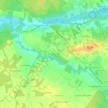 Carte topographique Petit Beaumont, altitude, relief