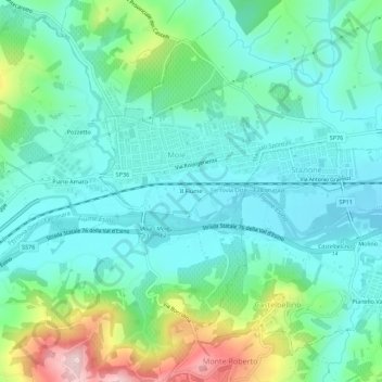 Carte topographique Il Fiume, altitude, relief