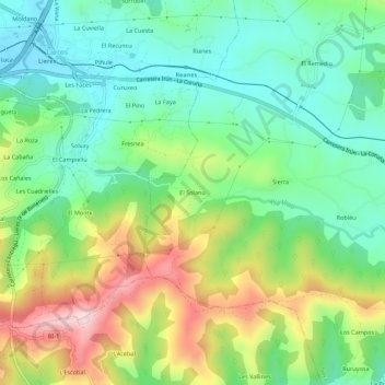 Carte topographique El Solanu, altitude, relief