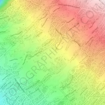 Carte topographique Trois Mares, altitude, relief