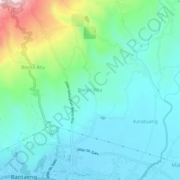 Carte topographique Bonto Rita, altitude, relief