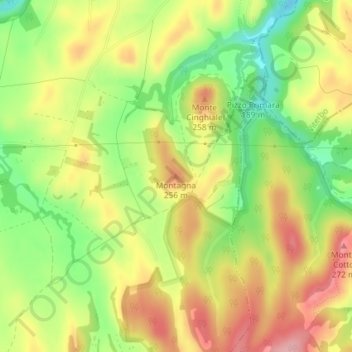 Carte topographique Montagna, altitude, relief