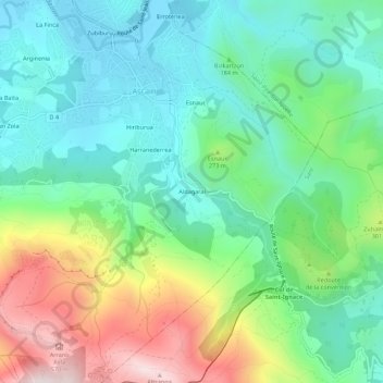Carte topographique Aldagarai, altitude, relief