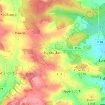 Carte topographique Hainsacker, altitude, relief