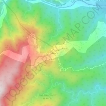 Carte topographique Tribbiu, altitude, relief