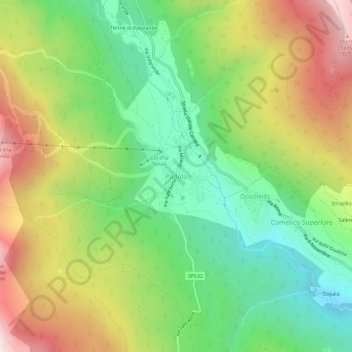 Carte topographique Padola, altitude, relief