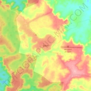 Carte topographique Sibiti, altitude, relief