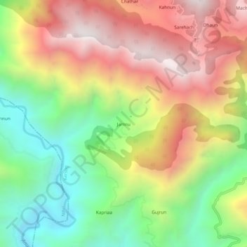 Carte topographique Jamnu, altitude, relief