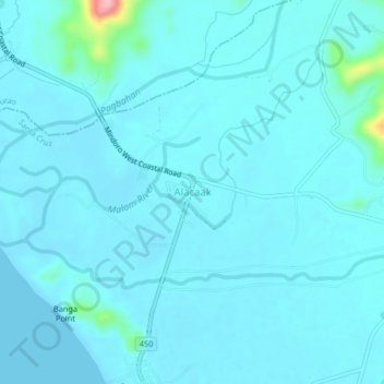 Carte topographique Alacaak, altitude, relief