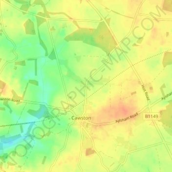 Carte topographique Southgate, altitude, relief