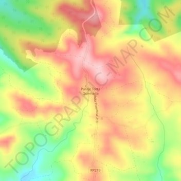 Carte topographique Paraje Torta Quemada, altitude, relief