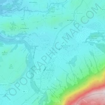 Carte topographique Trauchgau, altitude, relief
