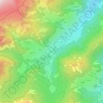 Carte topographique Freina, altitude, relief